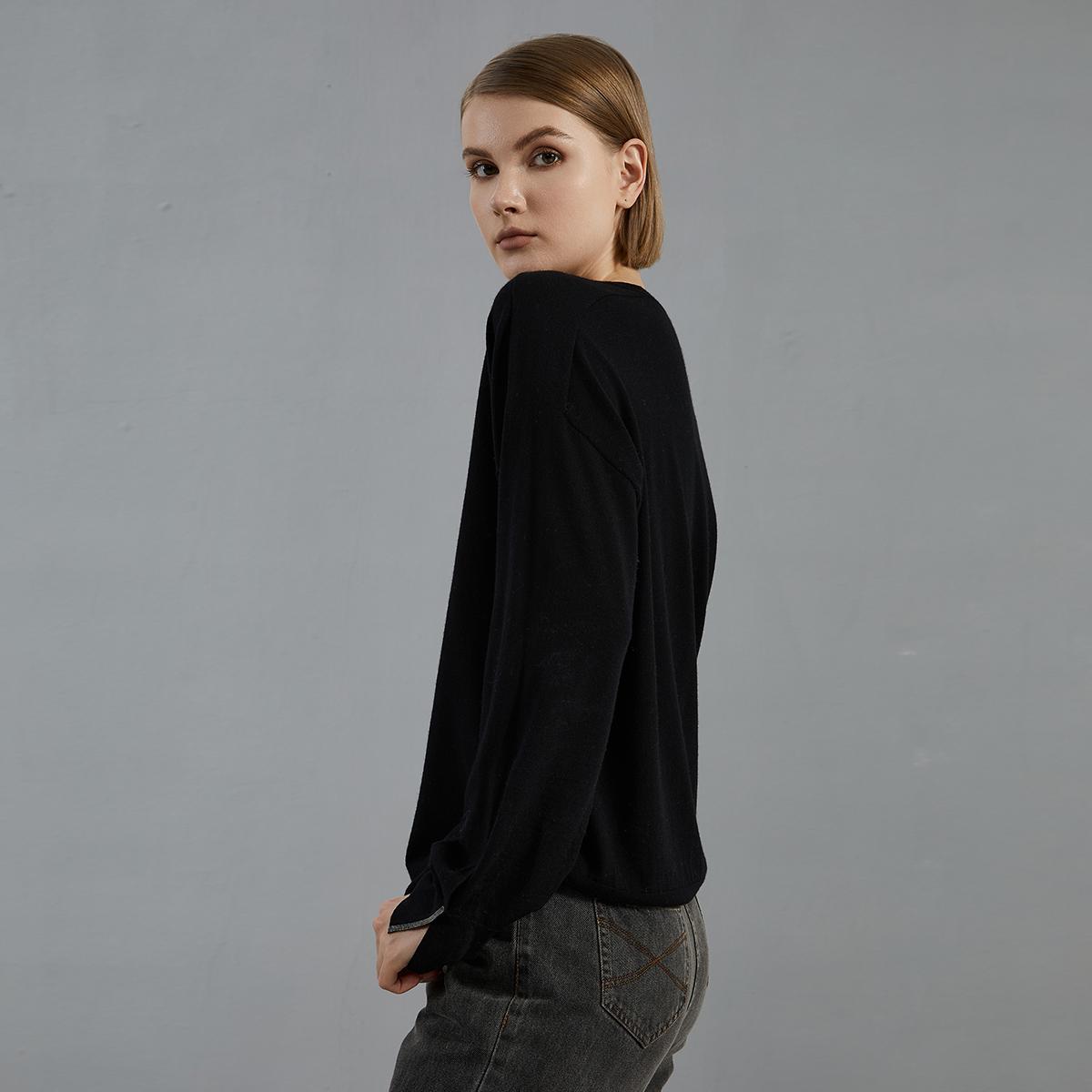 SFL BC865 High Quality Luxury Women's Clothing Round Neck Long Sleeve 100% Merino Wool Knitted Sweater