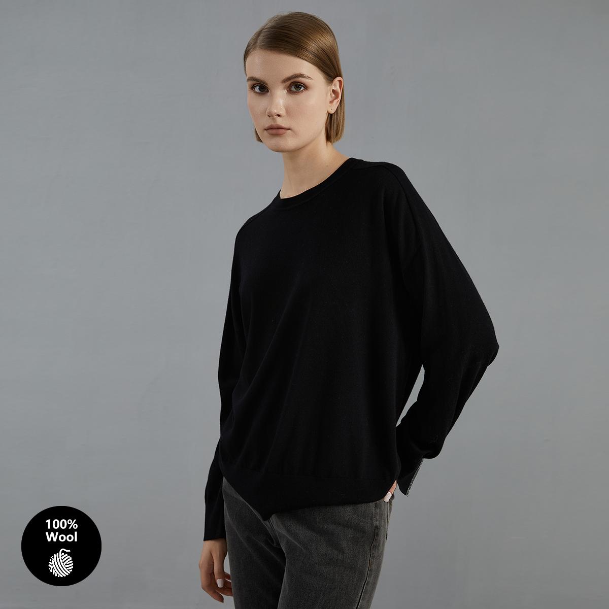 SFL BC865 High Quality Luxury Women's Clothing Round Neck Long Sleeve 100% Merino Wool Knitted Sweater