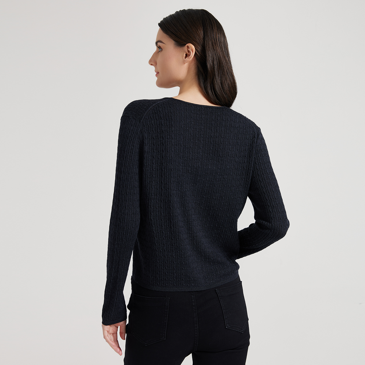 2025 Women's woolen silk open-necked single-breasted sweater BC1006