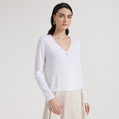 2025 Women's woolen silk open-necked single-breasted sweater BC1006