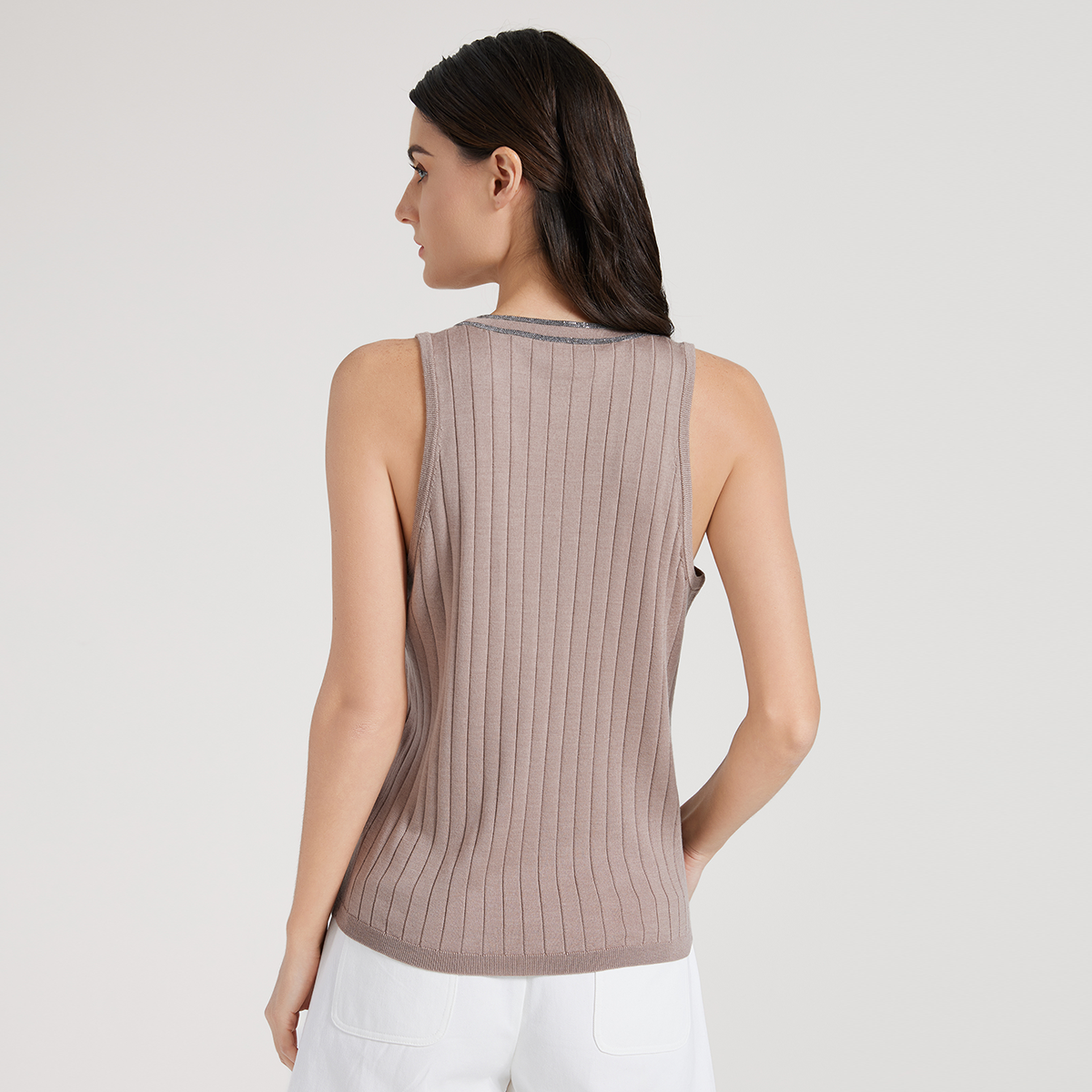 2025 Women's woollen silk blended crew neck vest ВС1061