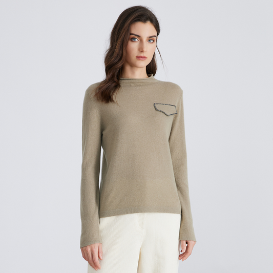 SFL BC799 High-quality luxury brand women's Clothing half turtleneck pullover knitted sweater 94% cashmere wool