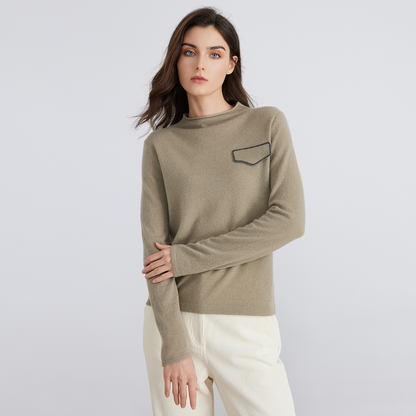 SFL BC799 High-quality luxury brand women's Clothing half turtleneck pullover knitted sweater 94% cashmere wool