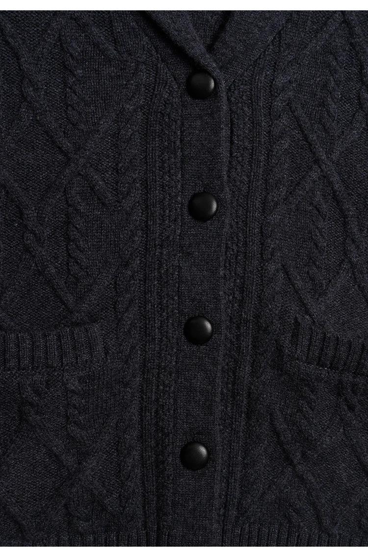 BC-298 Single Breasted Turn-Down Collar 7GG 2/26NM 100% Wool Clothes Knitwear Women Wool Cardigan Knit Sweater Cardigan Women