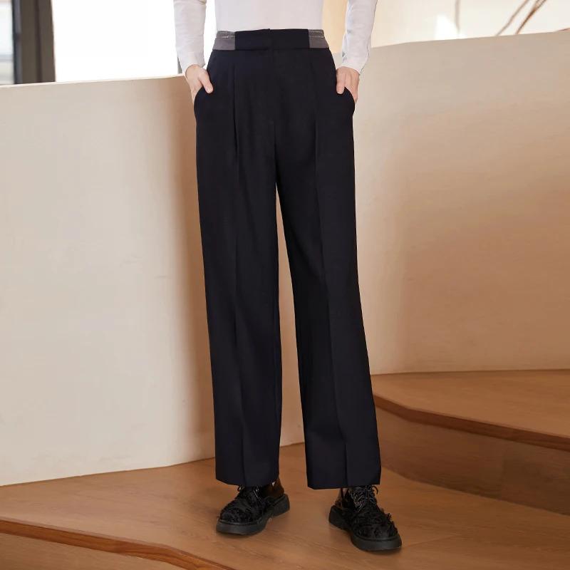 K1395W 40% Australian Wool Luxury brand Clothing for Women ladies office wear business suit trousers fomal long Woolen pants