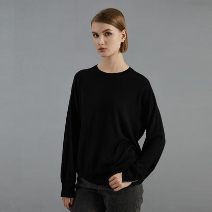 SFL BC865 High Quality Luxury Women's Clothing Round Neck Long Sleeve 100% Merino Wool Knitted Sweater