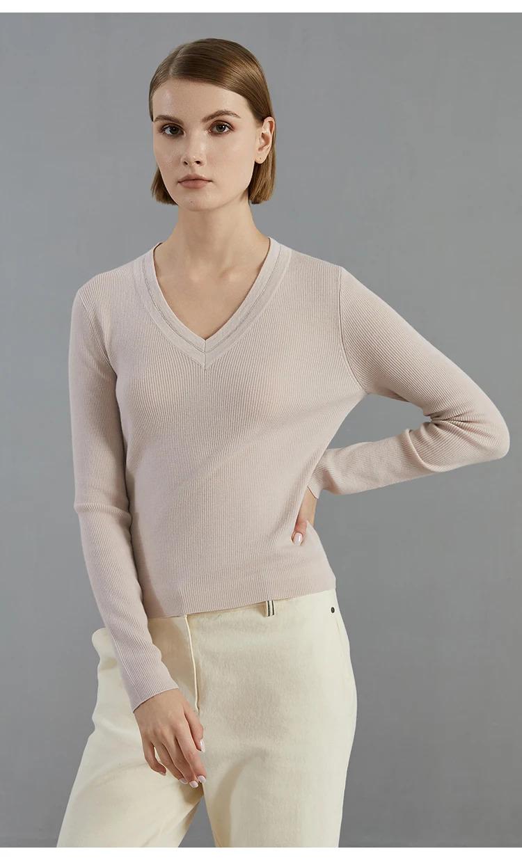 Bcenclosure autumn thin long-sleepted pullover luxury brand WOMEN'S 100% merino wool sweater