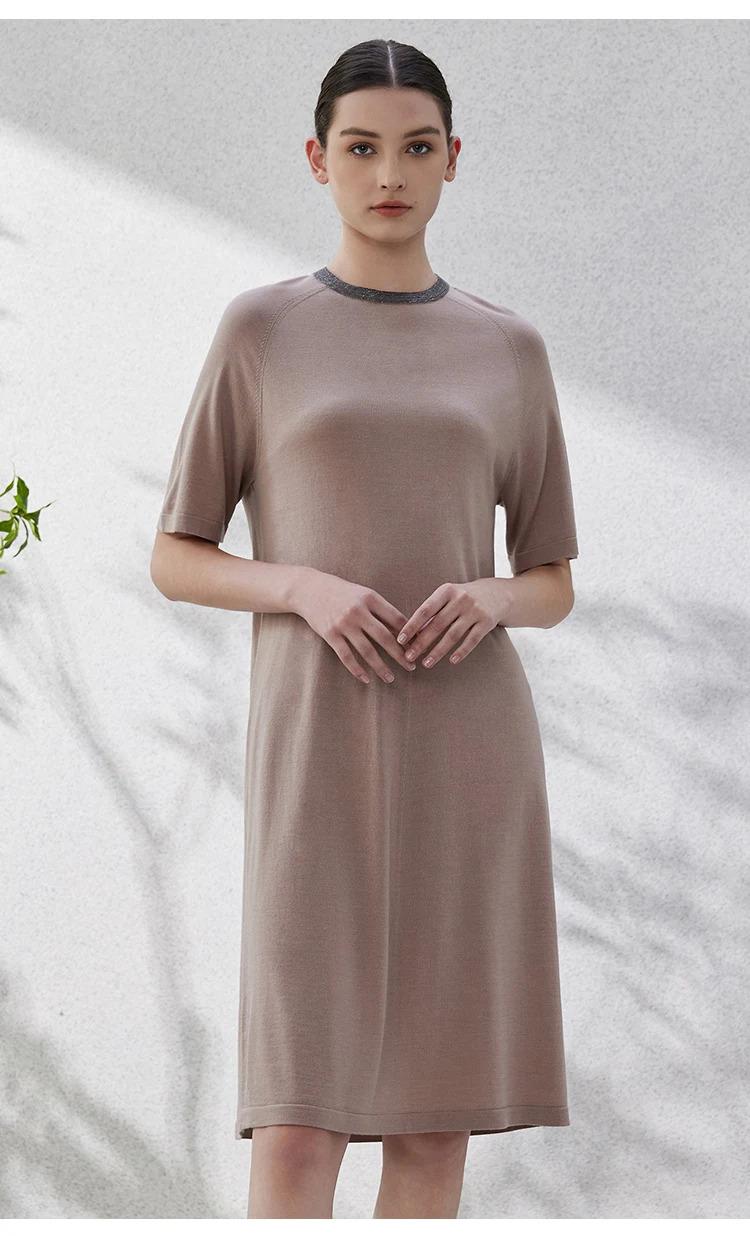 Bc-46 Ladies Clothes Women's Clothing Sleeveless Dresses For Women Merino Wool Silk Luxury short sleeve Dress loose