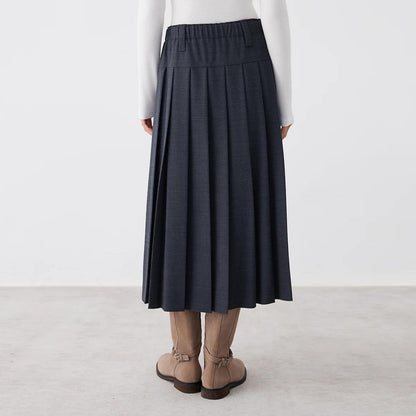 K2691W Australian wool autumn and winter midi pleated skirt high quality luxury women's clothing