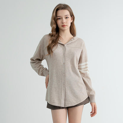 SFL TC745 High quality luxury women's clothing luxury brand 100% merino wool hoodie cardigan