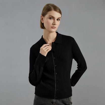 Bc695 autumn thin long-sleepted cardigan luxury brand WOMEN'S 100% merino wool sweater polo shirts