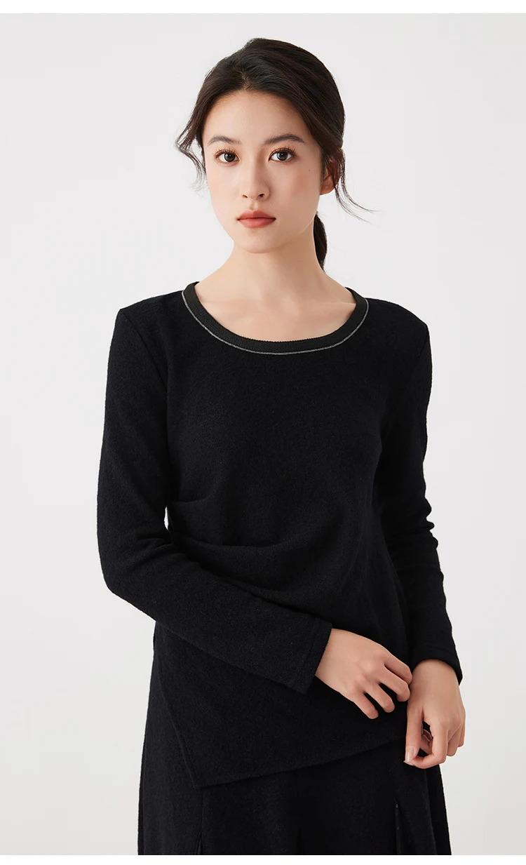 K2693W 53% Merino Wool 47% Combed Cotton Autumn Winter Knitted Base Layer High Quality Luxury Women's Clothing