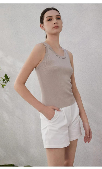 BC-65 Women's Clothing T-Shirts Ladies Tshirt Knitted Vest Top Quality silk wool clothes Sleeveless T shirts