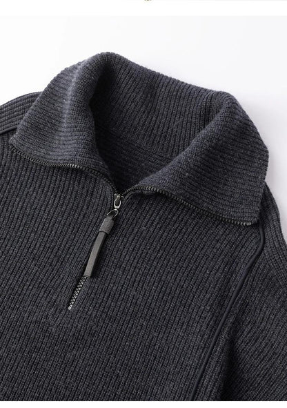 BC-307 In Stock Luxury Turn Collar Half Zipper 100% Wool Clothes Women Sweater Knit Sweater Woman Pullover Sweater