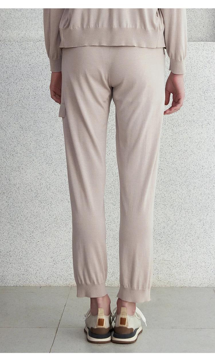 BC-15 boutique BC womens clothing long steight pants for women merino wool silk trousers for ladies