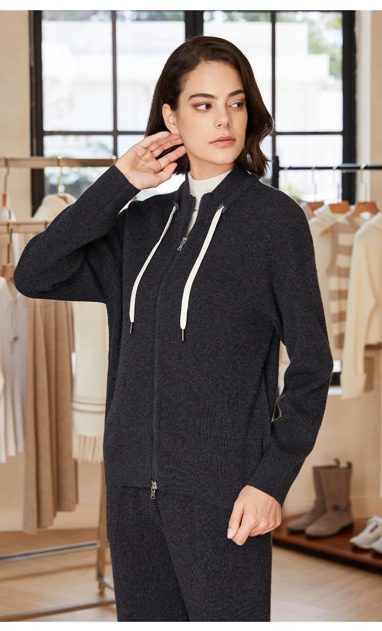 BC-208A High-Quality Thick 12Gg 100% Pure Merino Wool Women's Clothing Knit Sweater Cardigan Women