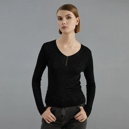 BC762  luxury brand women's Clothing Autumn thin knitted pullover Ladies bright wool sweaters