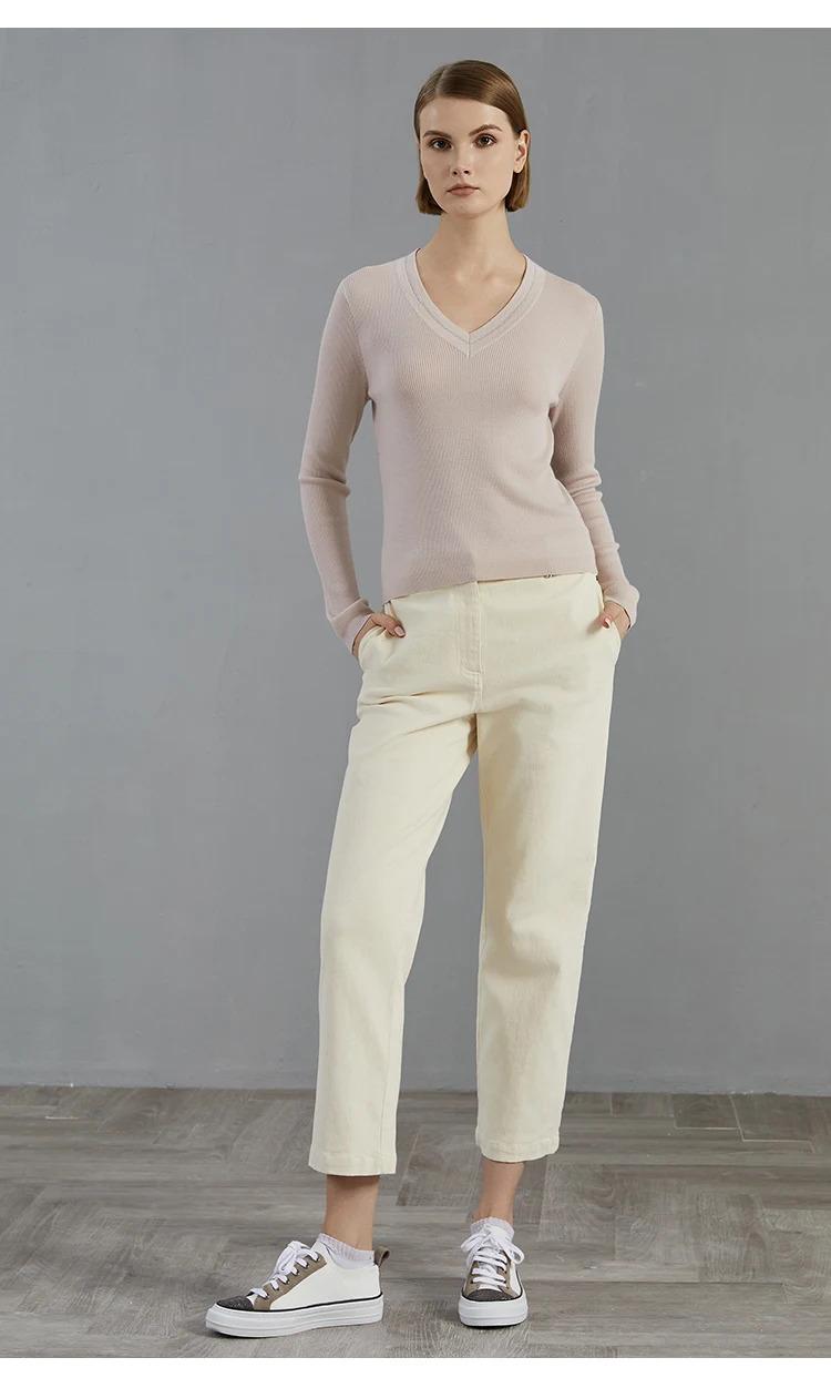 Bcenclosure autumn thin long-sleepted pullover luxury brand WOMEN'S 100% merino wool sweater