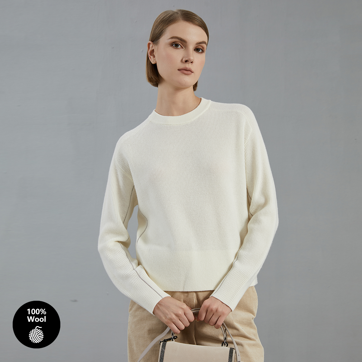 SFL BC705 autumn 100% Merino Wool Crew Neck Knit pullover Sweater High Quality Luxury Brand Womens clothing