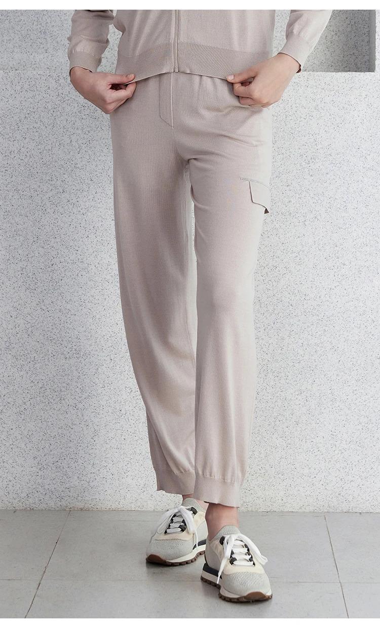 BC-15 boutique BC womens clothing long steight pants for women merino wool silk trousers for ladies