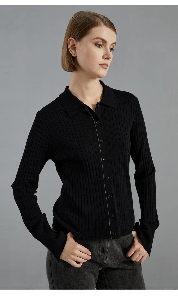 Bc695 autumn thin long-sleepted cardigan luxury brand WOMEN'S 100% merino wool sweater polo shirts