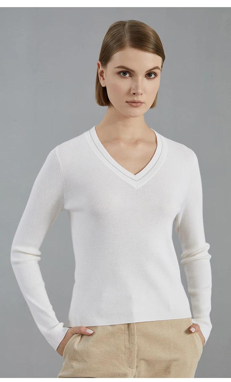 Bcenclosure autumn thin long-sleepted pullover luxury brand WOMEN'S 100% merino wool sweater