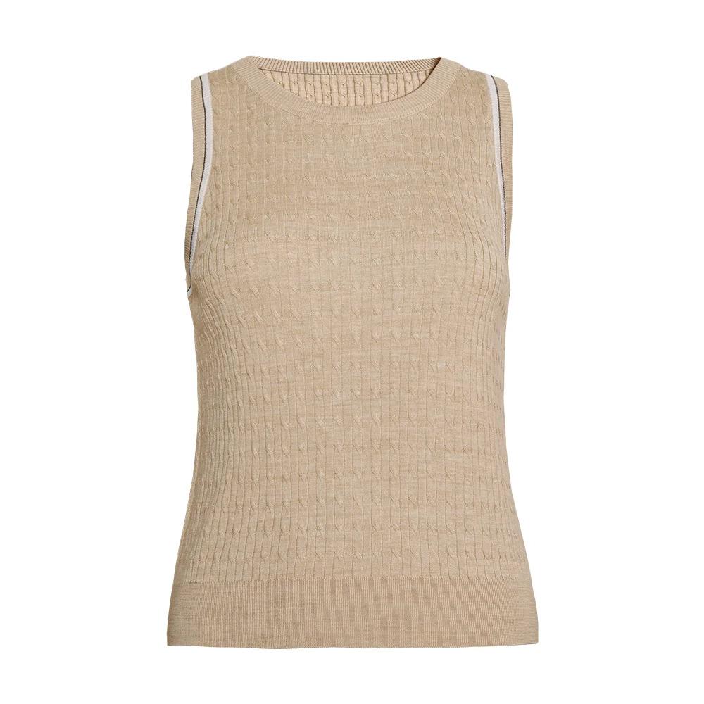 BC-21 Luxury Womens Clothing Silk Wool Knitted Sleeveless Sweater Vest Ladies Tops for Women