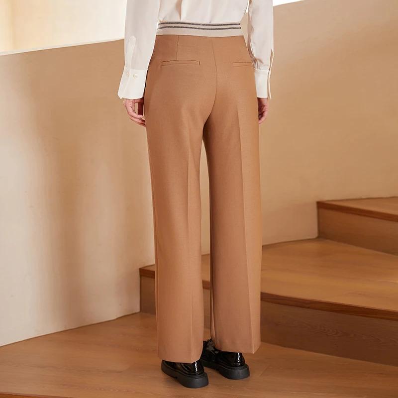 K1395W 40% Australian Wool Luxury brand Clothing for Women ladies office wear business suit trousers fomal long Woolen pants