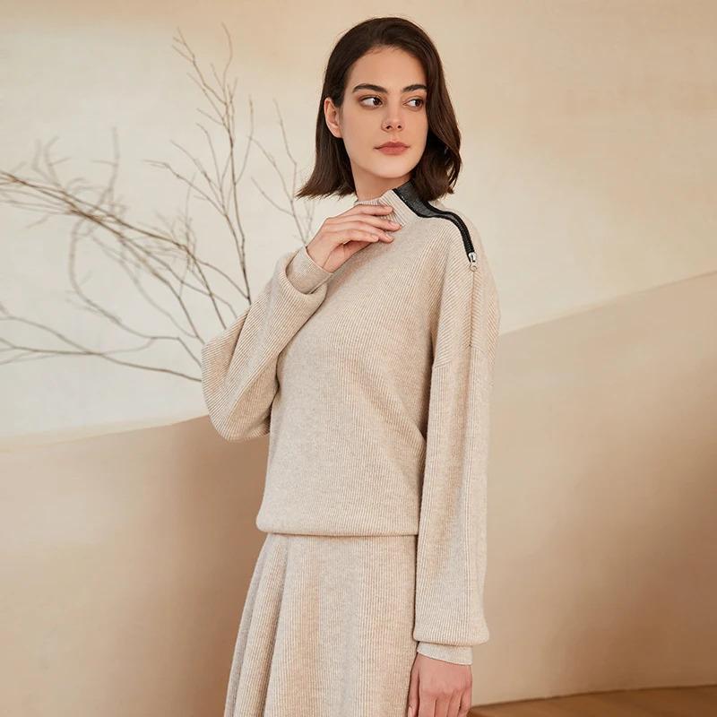 BC-241 Half High Collar 12GG 100% Wool Cardigan Sweater Knitting Wool Knitwear Women Knit Sweater Women's Sweaters Clothes