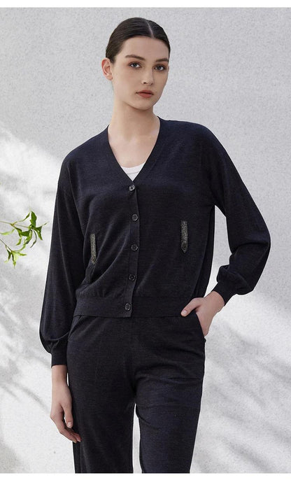 BC-33 of Women's Clothing Spring and Autumn Silk Wool Knitted Cardigan Sweater Freeshipping