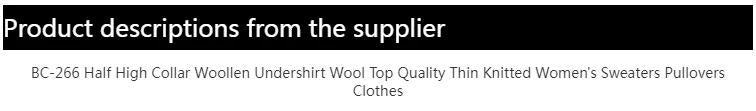 BC-266 Half High Collar Woollen Undershirt Wool Top Quality Thin Knitted Women's Sweaters Pullovers Clothes