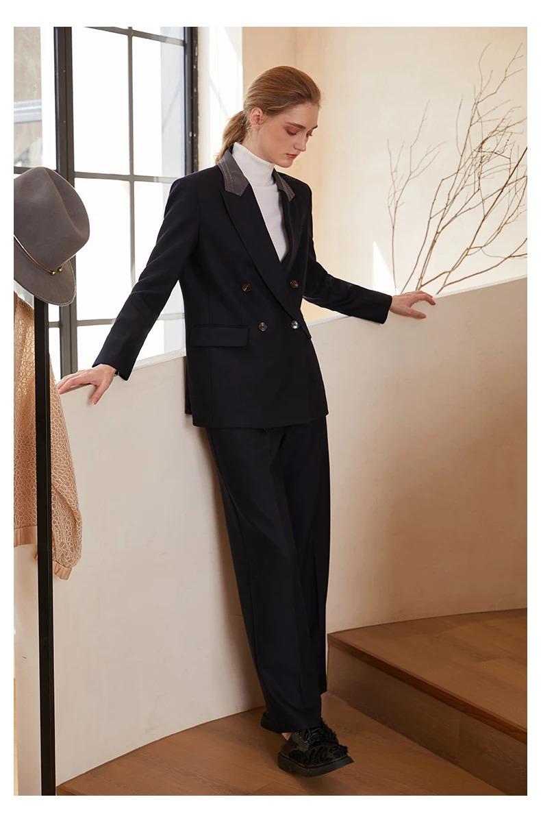 K1395W 40% Australian Wool Luxury brand Clothing for Women ladies office wear business suit trousers fomal long Woolen pants