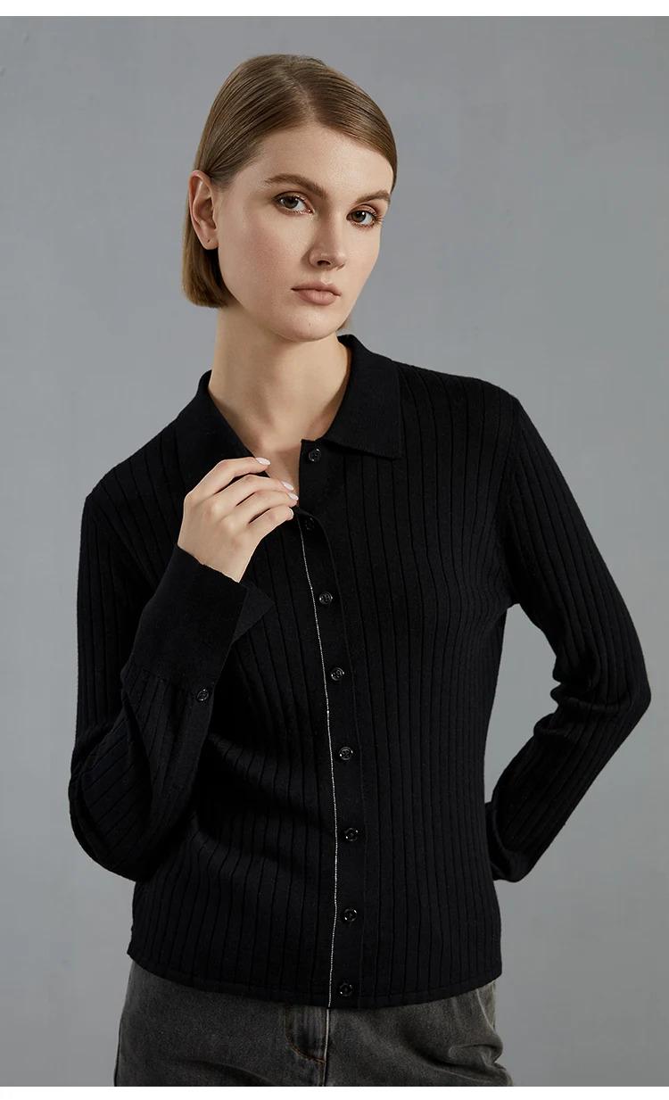 Bc695 autumn thin long-sleepted cardigan luxury brand WOMEN'S 100% merino wool sweater polo shirts