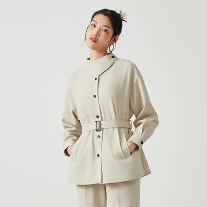 K2522X Winter high-quality luxury women's design sense wool slim fit trench coat