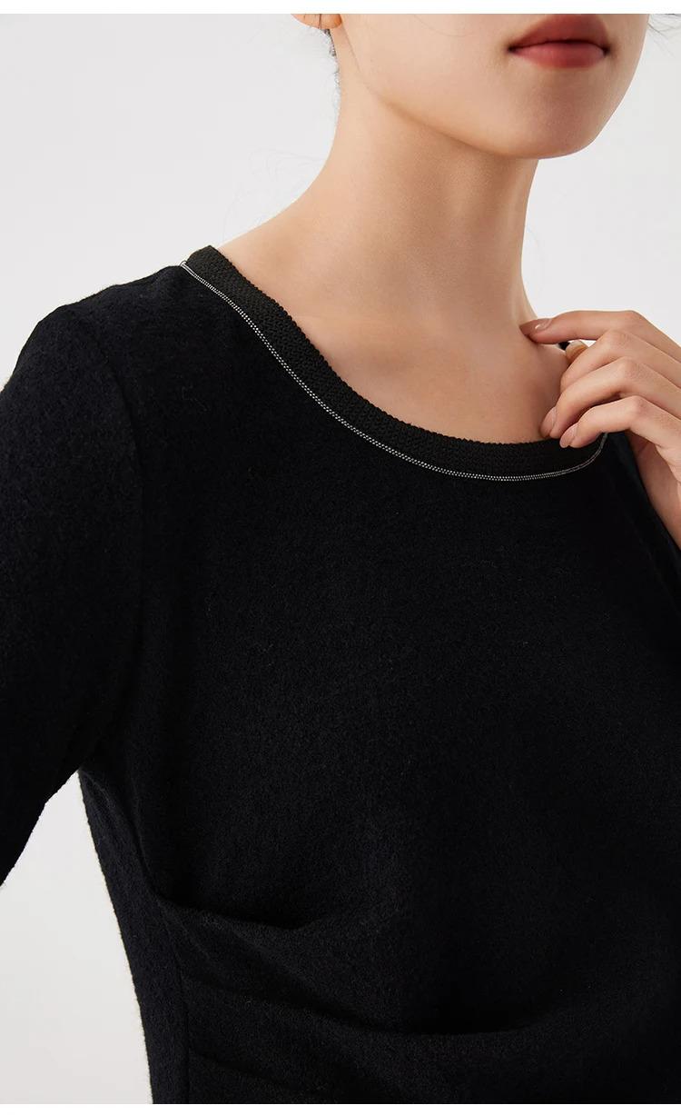 K2693W 53% Merino Wool 47% Combed Cotton Autumn Winter Knitted Base Layer High Quality Luxury Women's Clothing